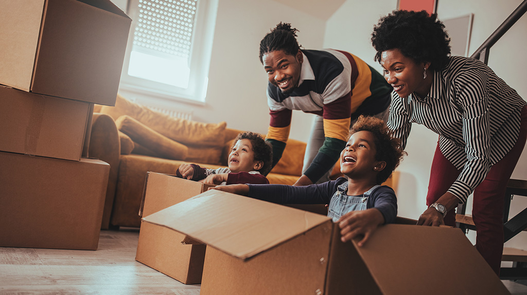 Family packing for residential move