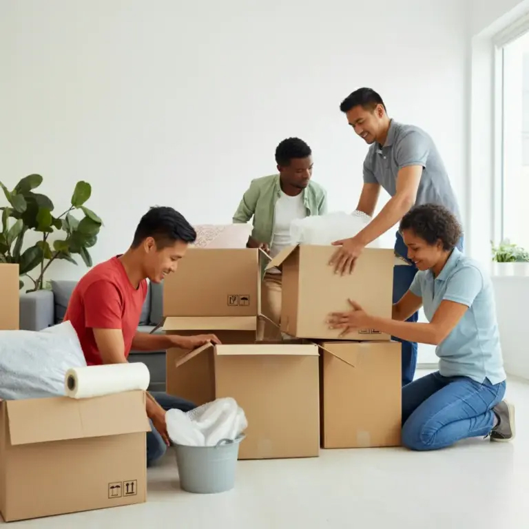 Family preparing for residential moving